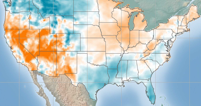 USA - Wind Anomaly Map - March 2024 | ArcVera Renewables