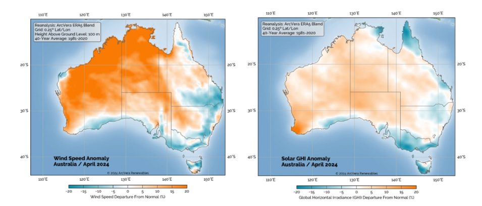 ArcVera adds monthly Europe and Australia wind and solar resource anomaly maps for rapid plant production analysis